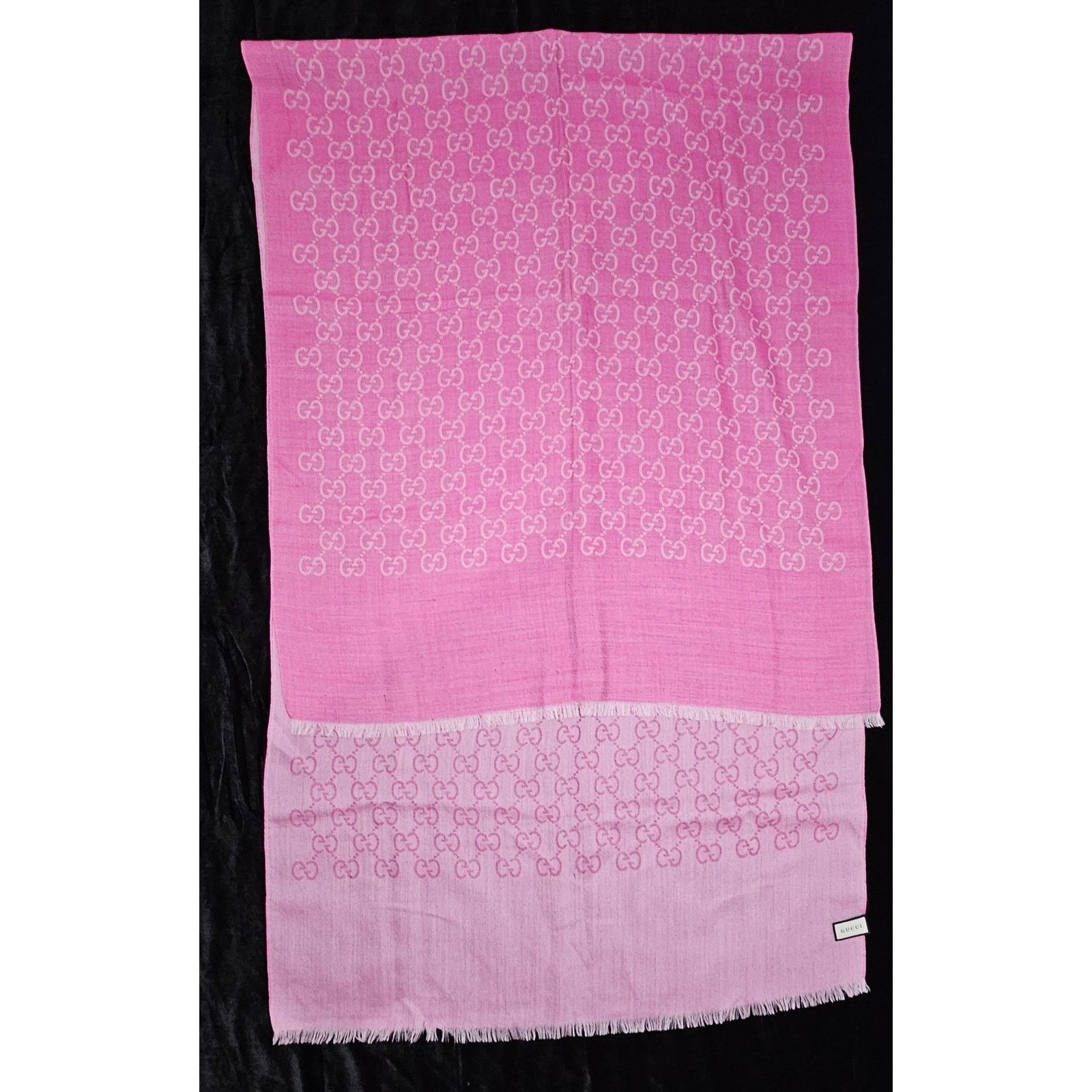Hermes GUCCI Pink Jacquard Logo GG Wool Silk Scarf Size ONE SIZE - 1 Thumbnail