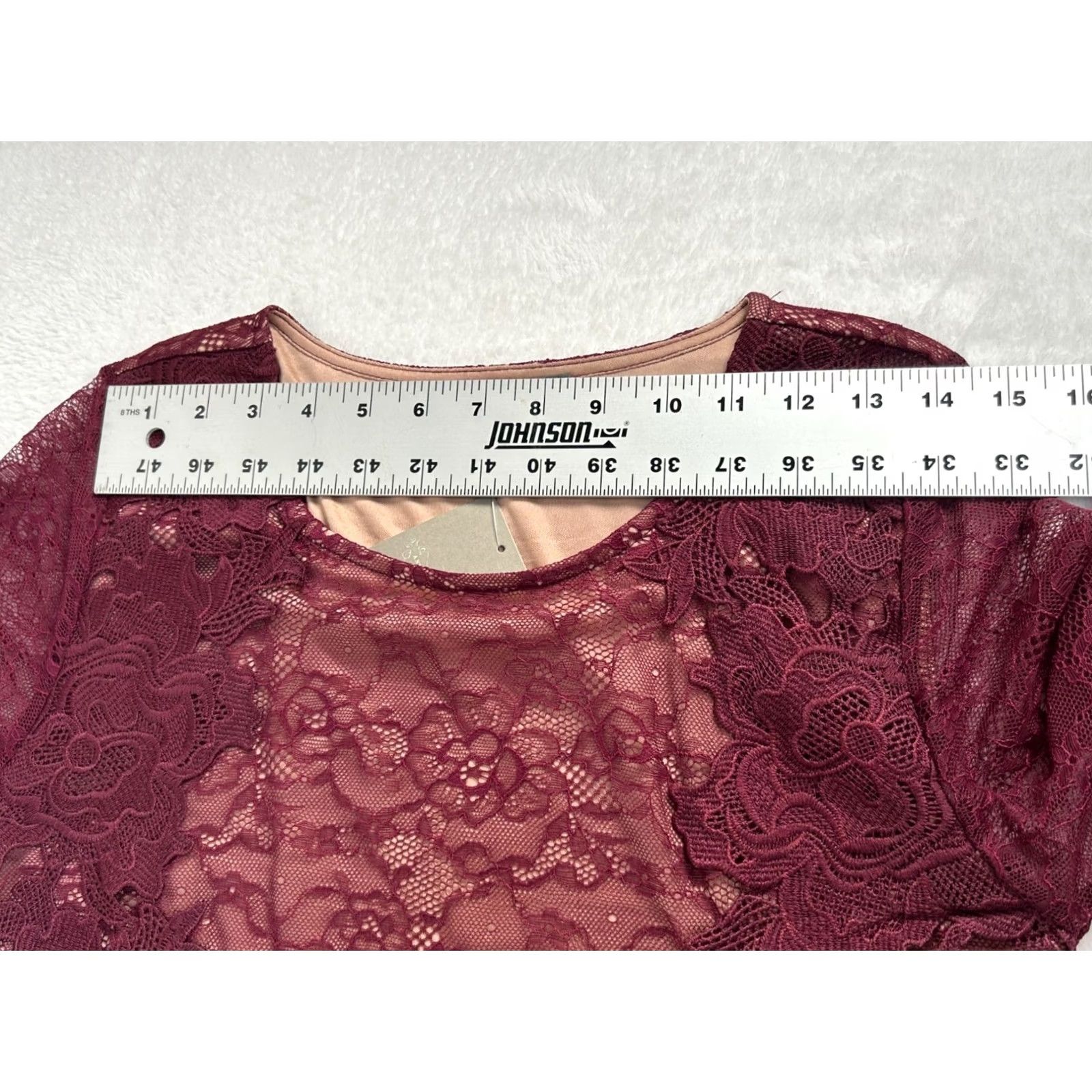 Anthropologie Sunday In Brooklyn Womens Lace Top Medium Burgundy 3/4 Sleeve New Size M / US 6-8 / IT 42-44 - 6 Thumbnail