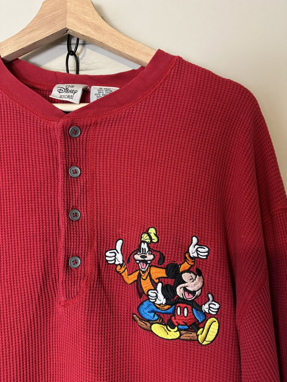 Disney × Vintage Vintage Disney Thermal Henley Long Sleeve Shirt Large Size US L / EU 52-54 / 3 - 4 Thumbnail