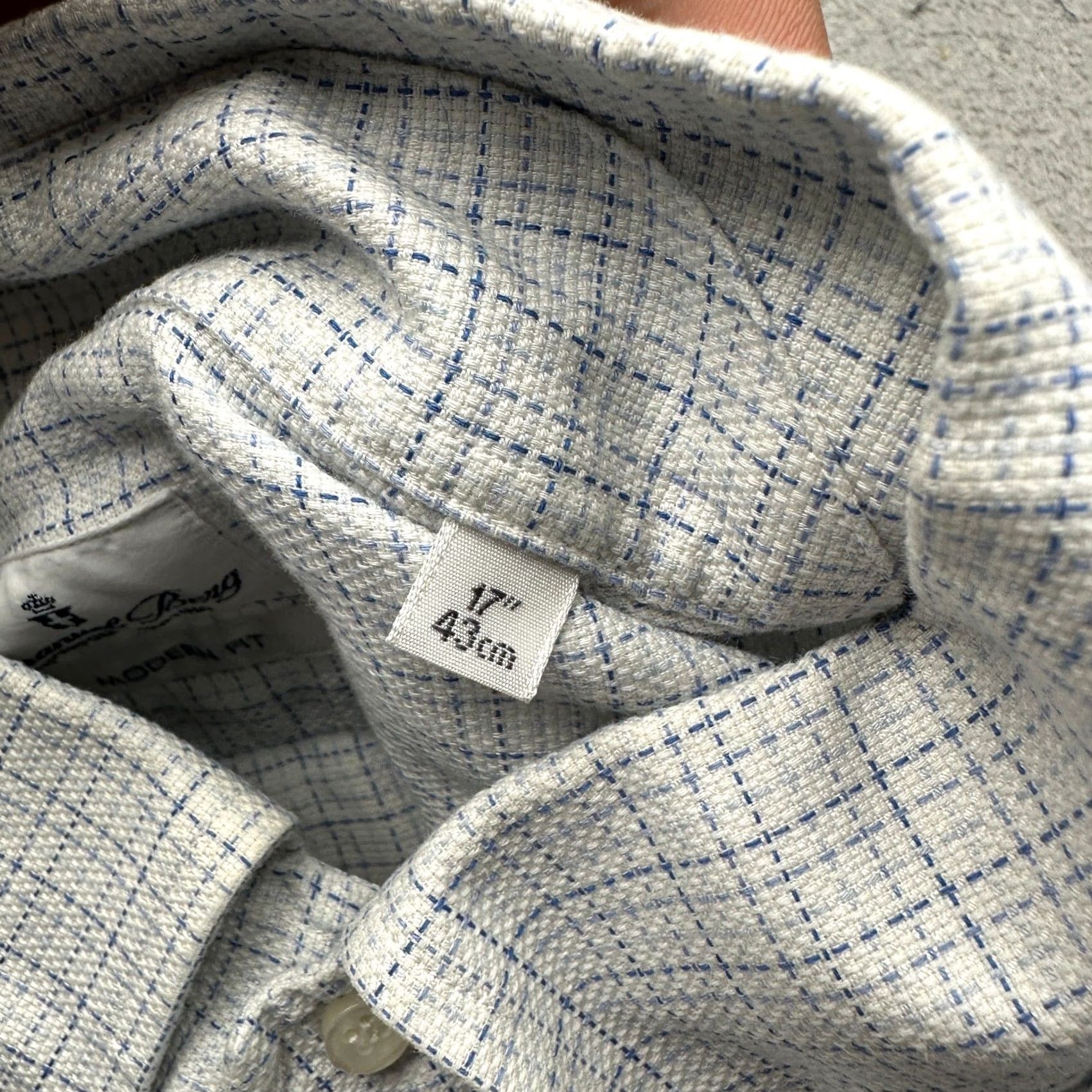 Vintage Emanuel Berg Modern Fit Graph Check Button Down Shirt Mens 17 XL Long Sleeve Size US XL / EU 56 / 4 - 4 Thumbnail