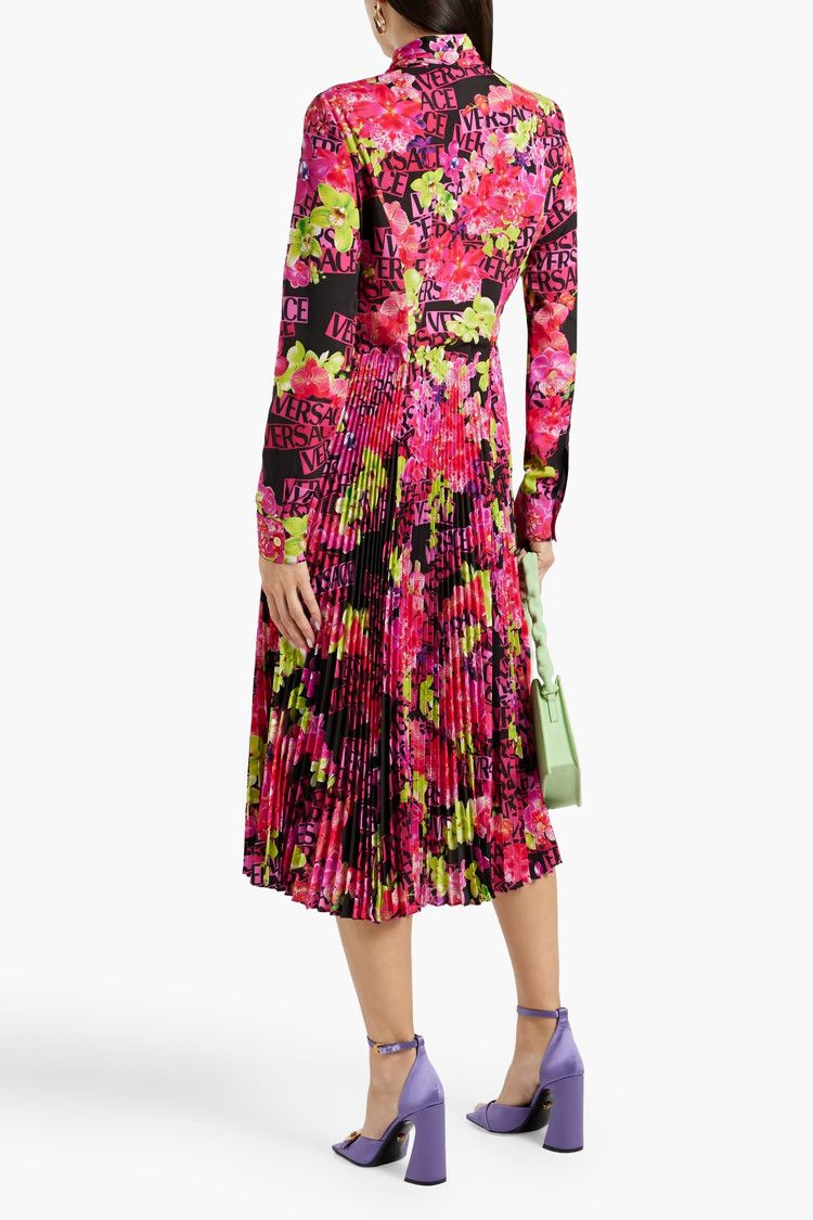 Versace o1y0226 Midi Dress in Multicolor Size XS / US 0-2 / IT 36-38 - 3 Thumbnail