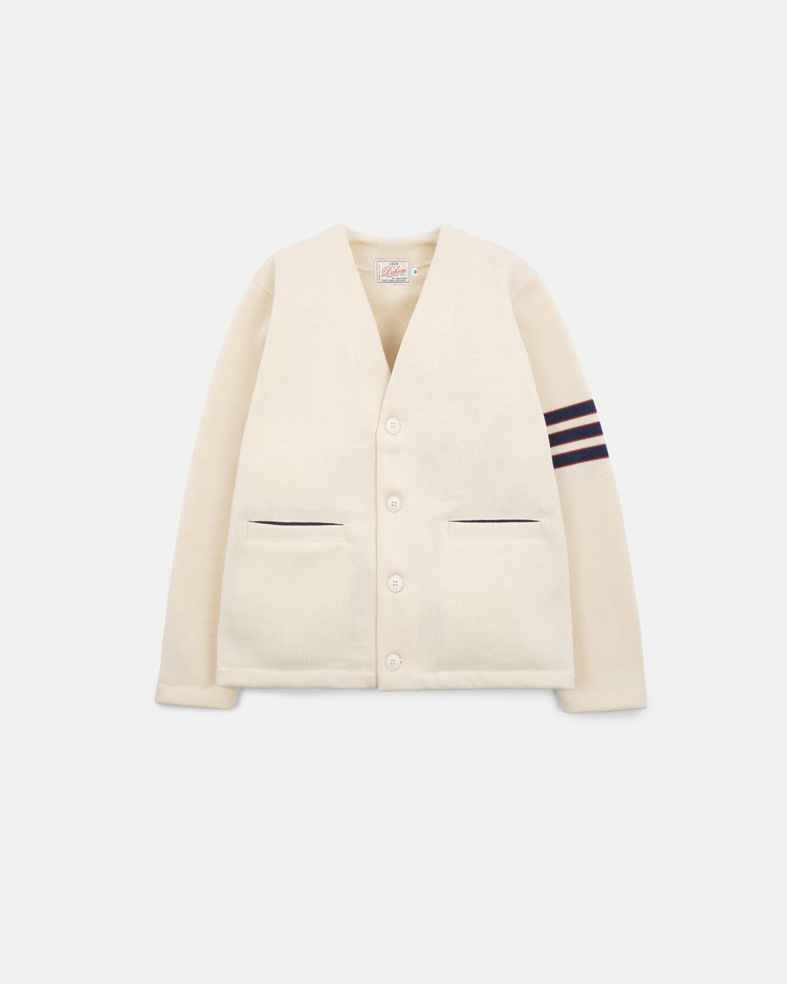 Dehen 1920 Dehen Slouchy Varsity Cardigan - Off White Size US L / EU 52-54 / 3 - 1 Thumbnail