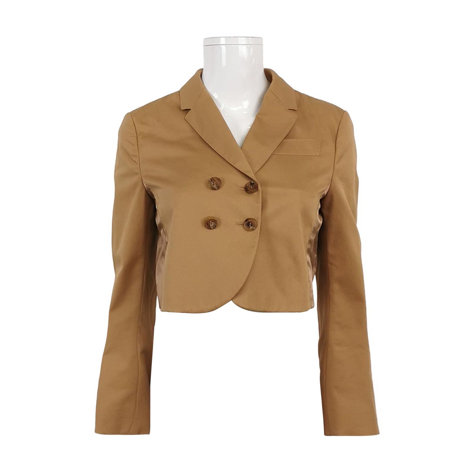 Prada Prada Cropped Double-Breasted Cotton Jacket - dmc Size S / US 4 / IT 40 - 1 Thumbnail
