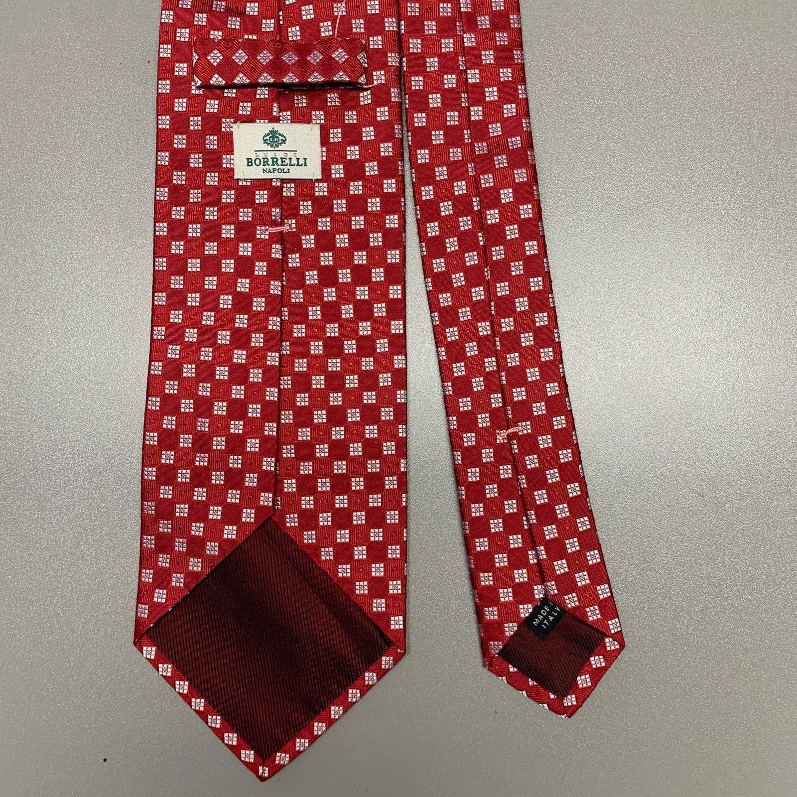 Other BORRELLI Red Cream Squares Silk Tie Size ONE SIZE - 2 Thumbnail
