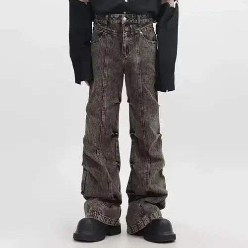 Jean Distressed Wide Leg Pants American Style Size US 32 / EU 48 - 2 Thumbnail