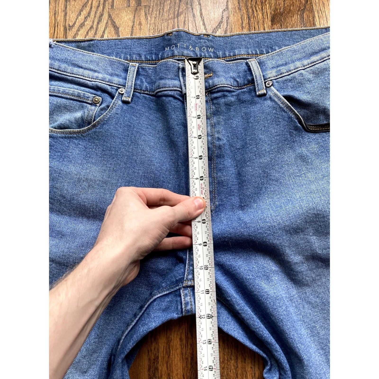 Mott & Bow Mott & Bow Jeans Mens 38x30 Denim Blue Cotton Blend Stretch Straight Inseam 32 Bow Accents Regular Waist 38 Size US 38 / EU 54 - 5 Thumbnail