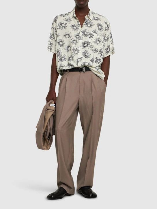 Magliano o1lsvrm0425 Matrix Print Viscose Bowling Shirt in White Size US L / EU 52-54 / 3 - 4 Thumbnail