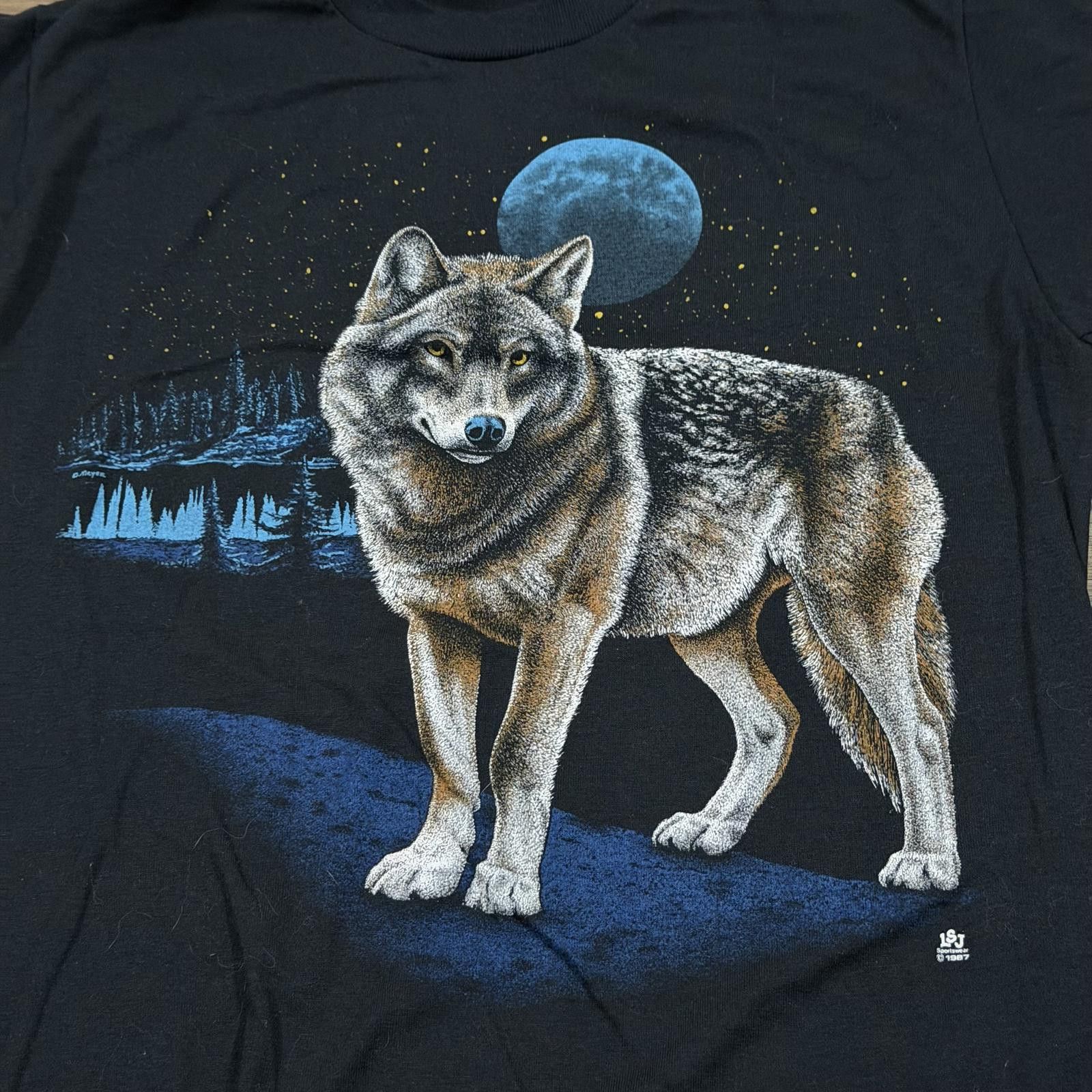Jerzees Vintage 80s Wolf Nature Art Shirt Jerzees Size M Size US M / EU 48-50 / 2 - 2 Thumbnail