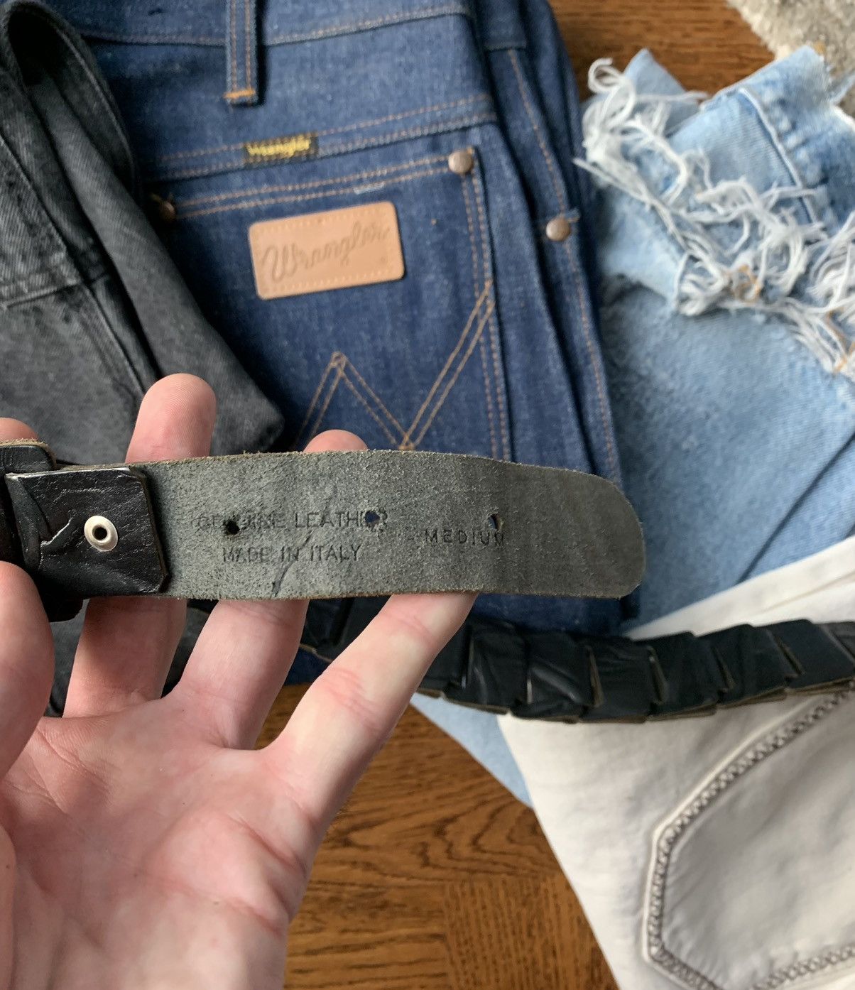 Other × Vintage 90s Vintage Braided Leather Belt Italy Link Pirate Silver Size 32 - 6 Thumbnail