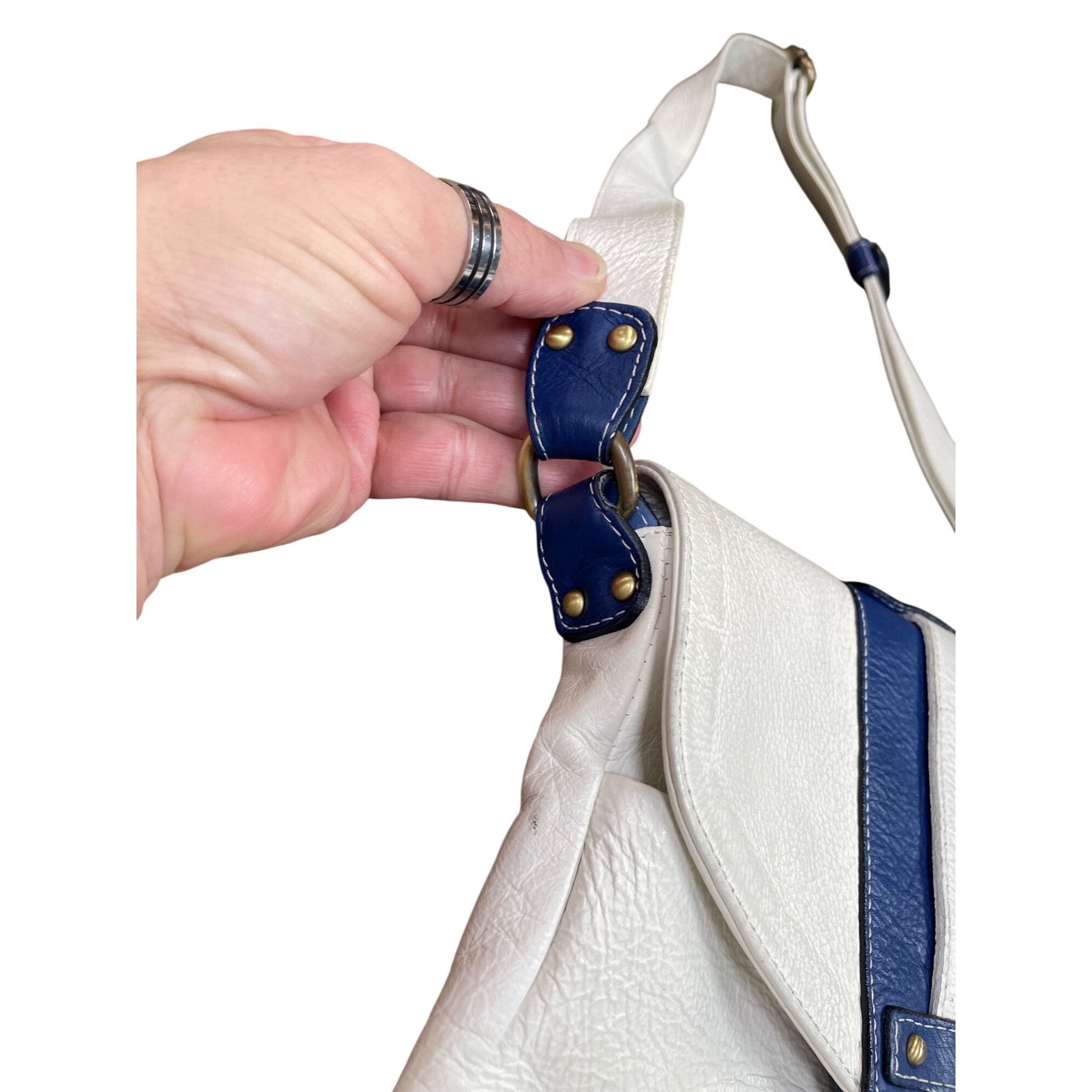 Other Avorio Italy leather white blue adjustable crossbody shoulde Size ONE SIZE - 5 Thumbnail