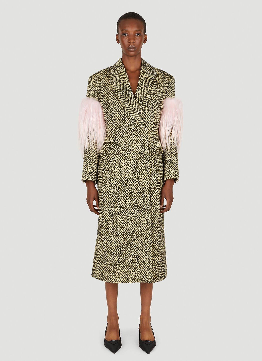 Prada Faux Fur Herringbone Coat Size XS / US 0-2 / IT 36-38 - 1 Thumbnail