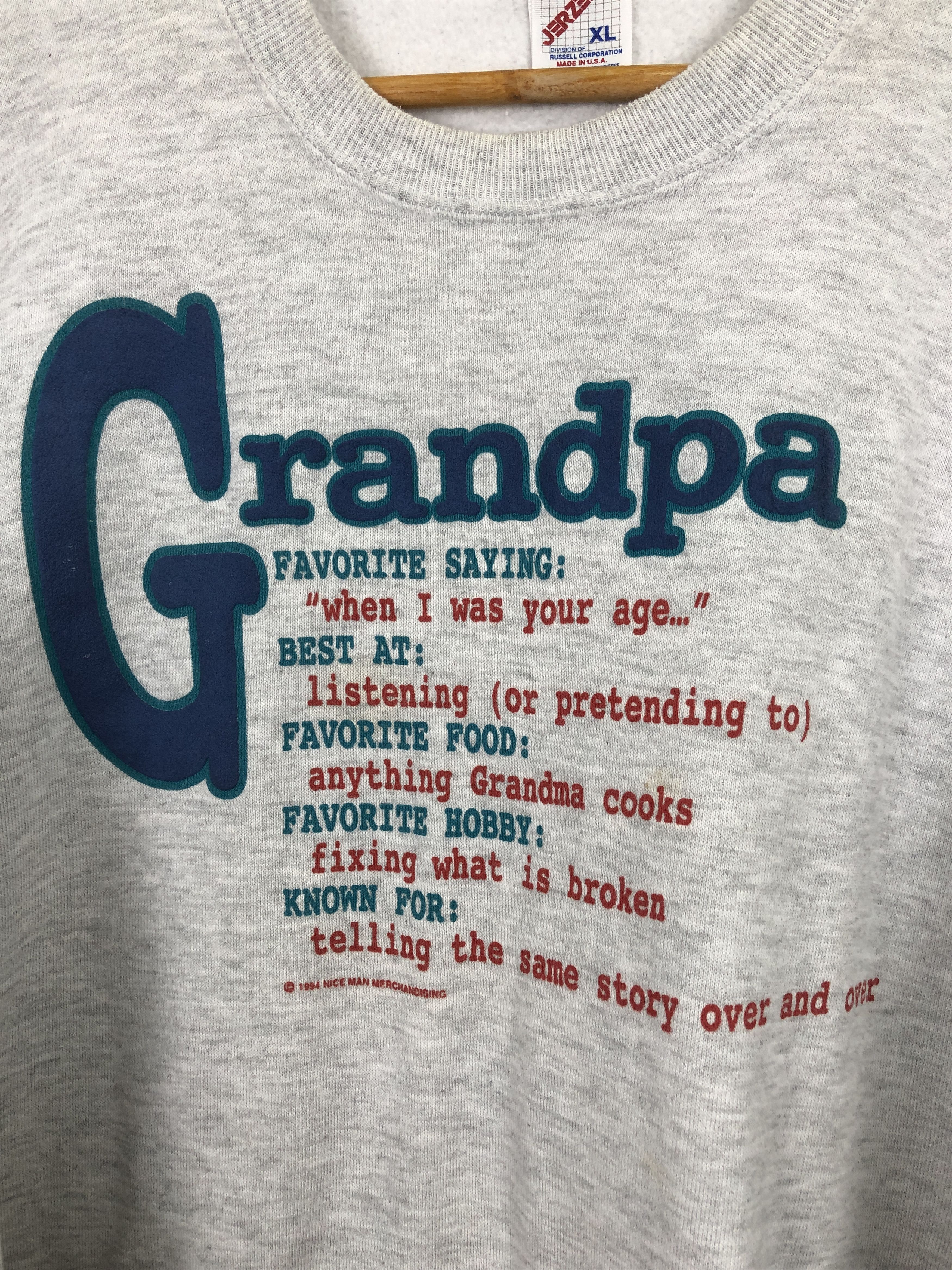 Jerzees × Vintage Vintage 90s Grandpa Pullover Crewneck Sweatshirt Size US XL / EU 56 / 4 - 7 Thumbnail