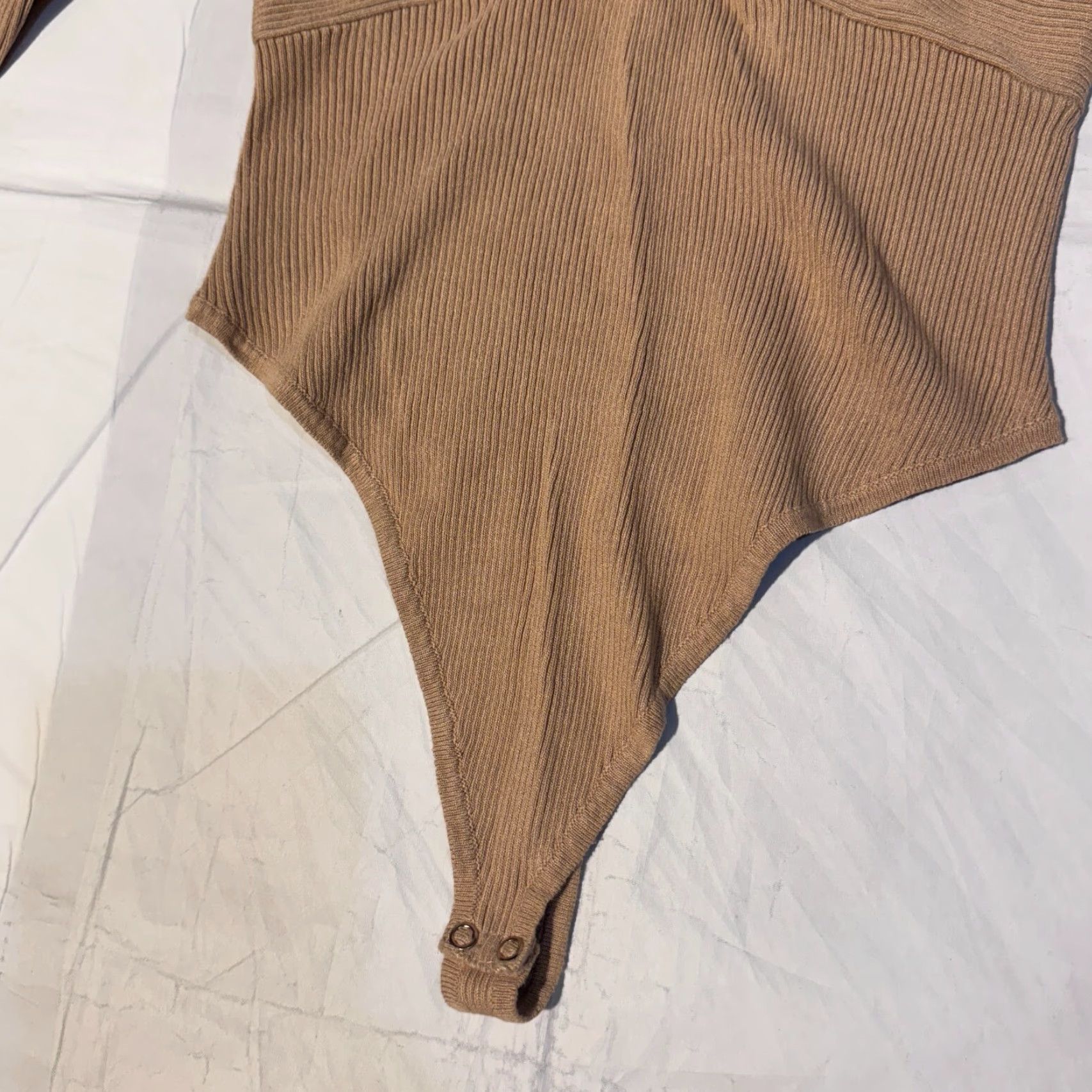 Vintage Love Tree Bodysuit One Piece Top Long Sleeve V-Neck Brown Size L Women Scrunch Body Suit Size L / US 10 / IT 46 - 3 Thumbnail