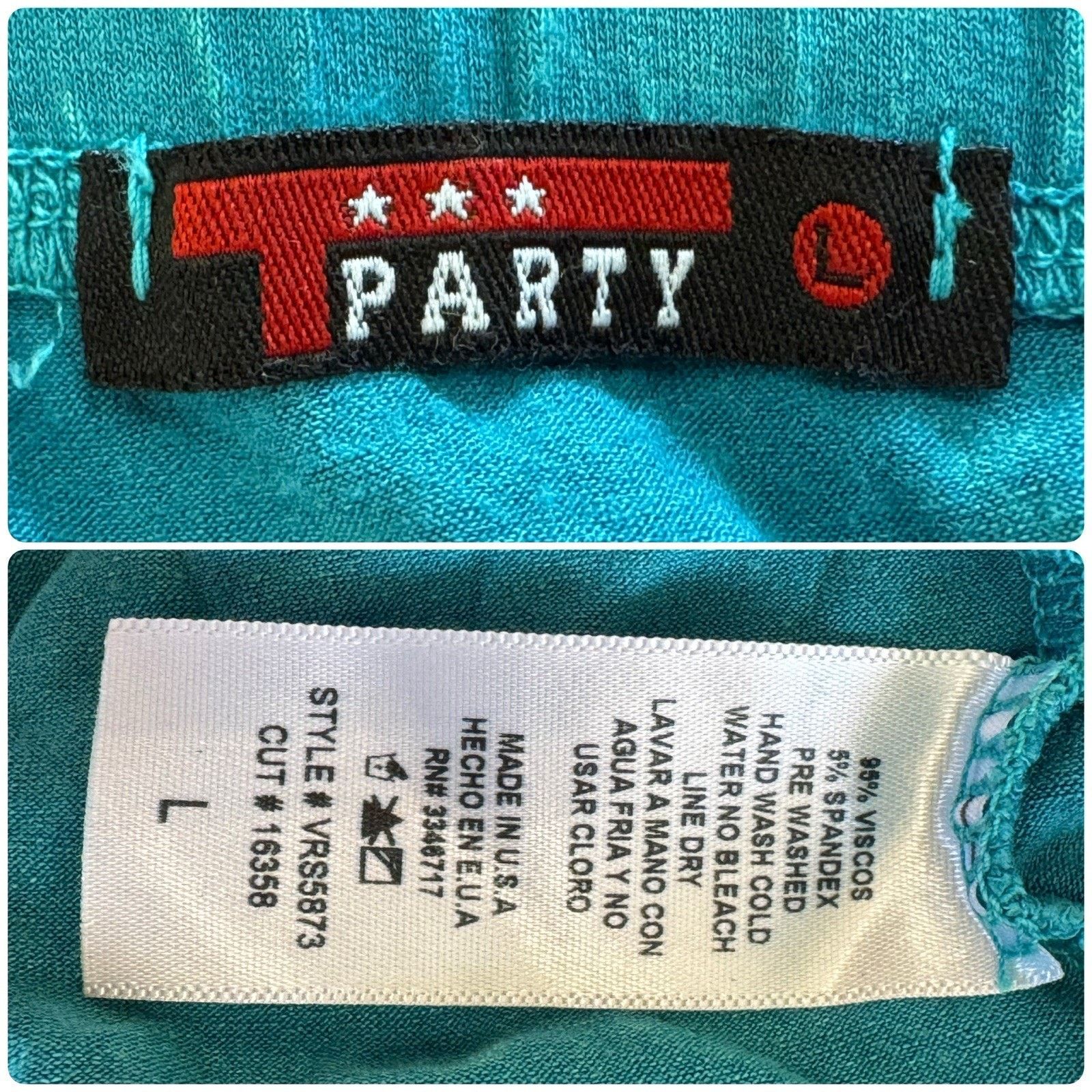 Other VTG T PARTY 90s Y2K Turquoise Fringe Mini Strapless Dress Size L / US 10 / IT 46 - 11 Thumbnail