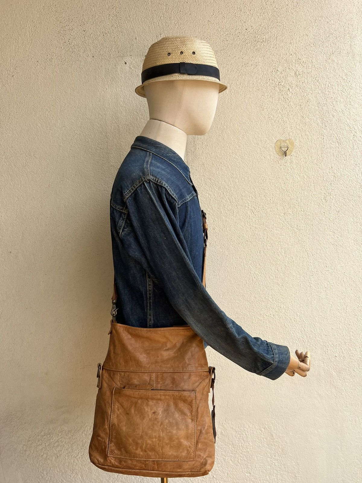 Leather Vintage Vanity Bash Japan Distressed Patina Leather Bag Size ONE SIZE - 4 Thumbnail