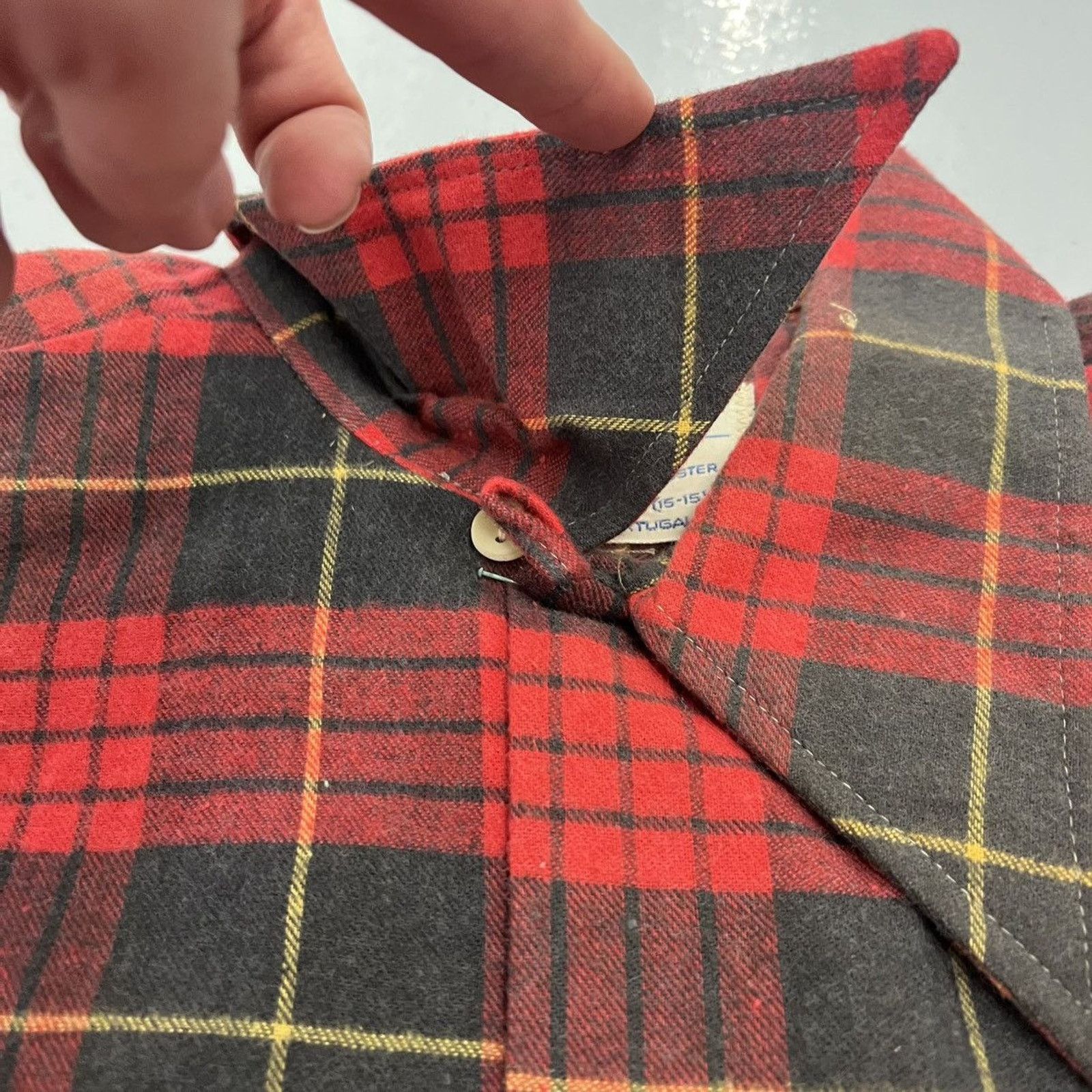 JCPenney NOS Vintage 70s JCPenney Red Plaid Flannel Loop Collar Size US M / EU 48-50 / 2 - 3 Thumbnail