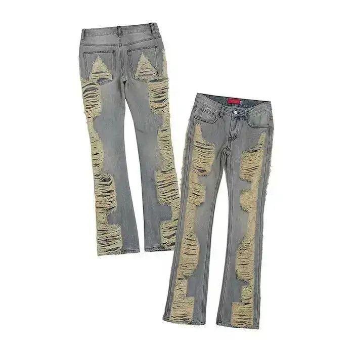 Japanese Brand Ripped frayed hole blue washed baggy jeans Size US 30 / EU 46 - 6 Thumbnail