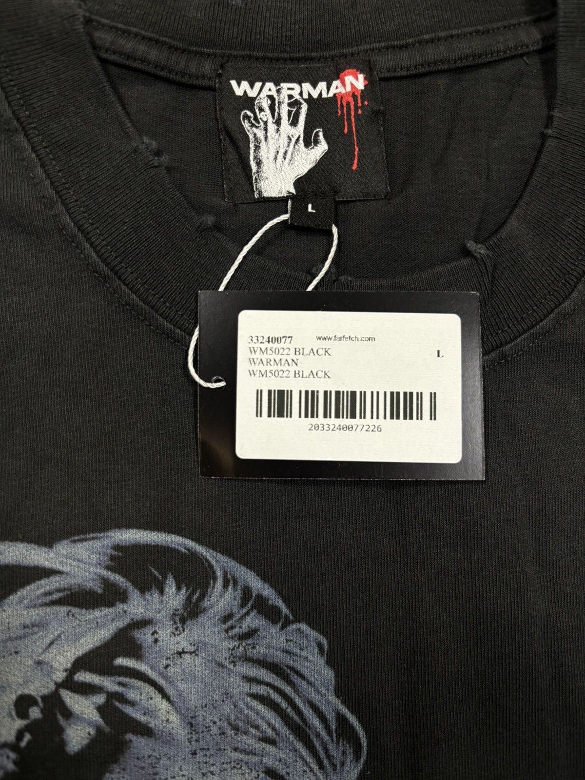 Vintage WARMAN RIDING GHOST GIRL GRAPHIC TEE, WASHED BLACK Size US L / EU 52-54 / 3 - 7 Thumbnail