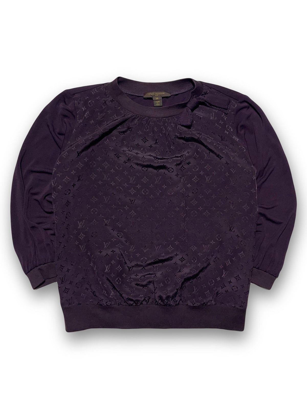 image of Louis Vuitton Viscose Monogram Sweatshirt in Purple, Women's (Size XS)