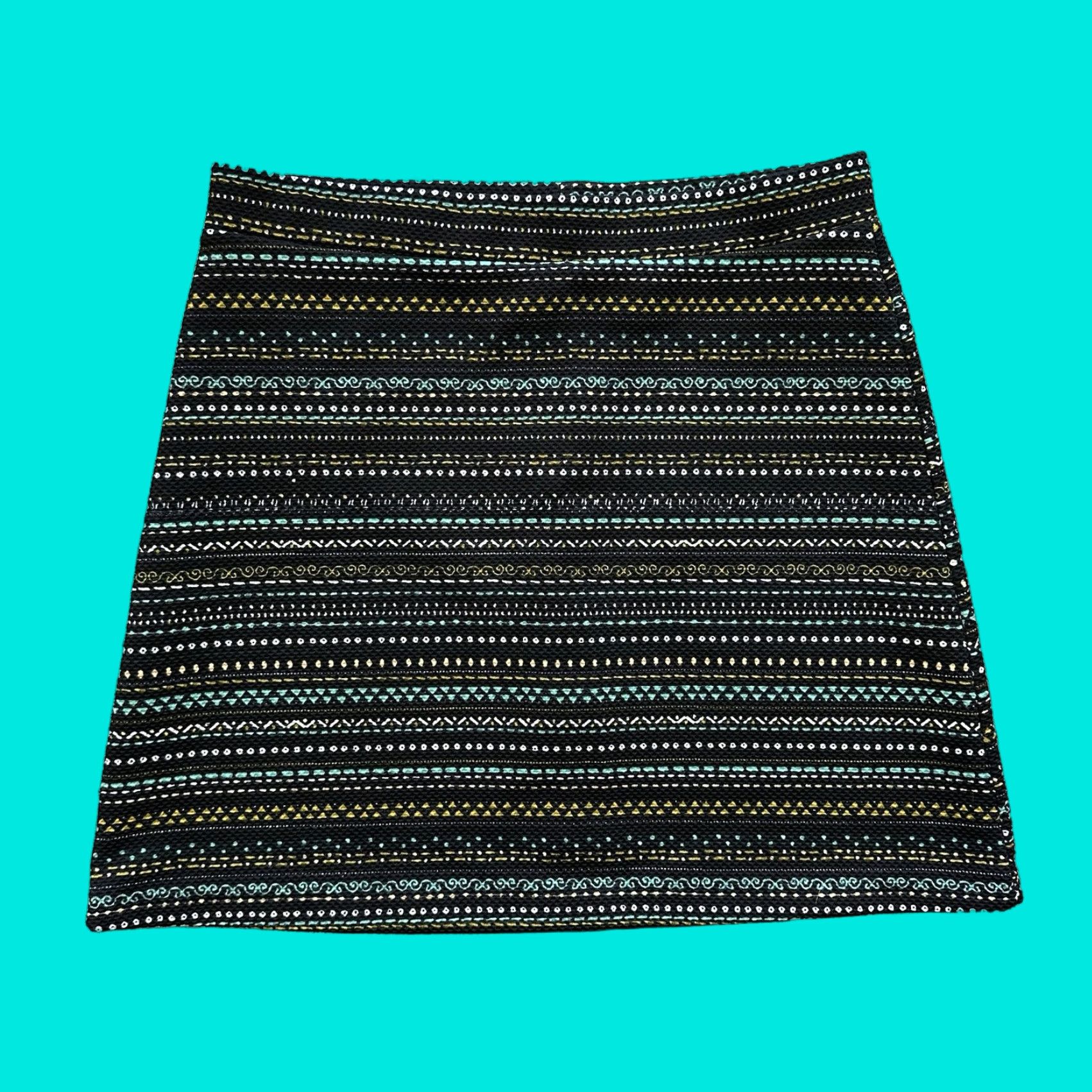 H&M H&M Skirt Womens S Mini Black Geometric Striped High Rise Color: Black Size 28" / US 6 / IT 42 - 1 Thumbnail