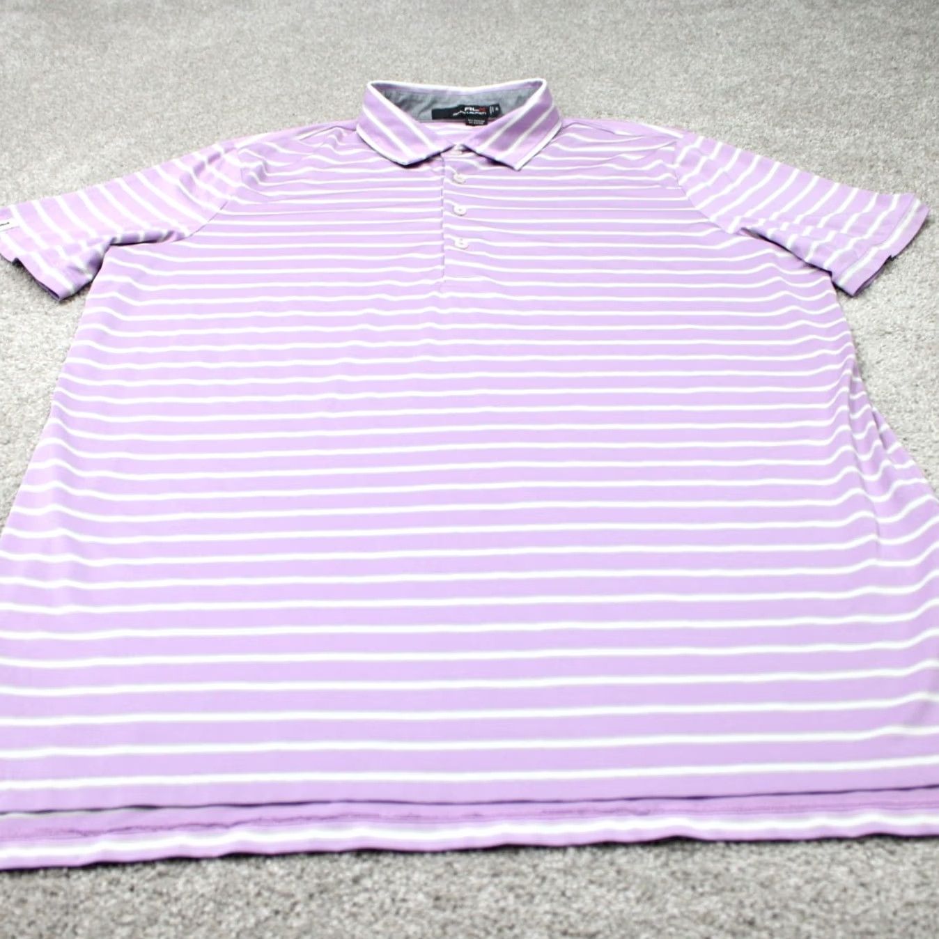 RLX Ralph Lauren RLX Ralph Lauren Polo Shirt Mens XL Purple/White Striped Short Sleeve Polo Shirt Size US XL / EU 56 / 4 - 3 Thumbnail