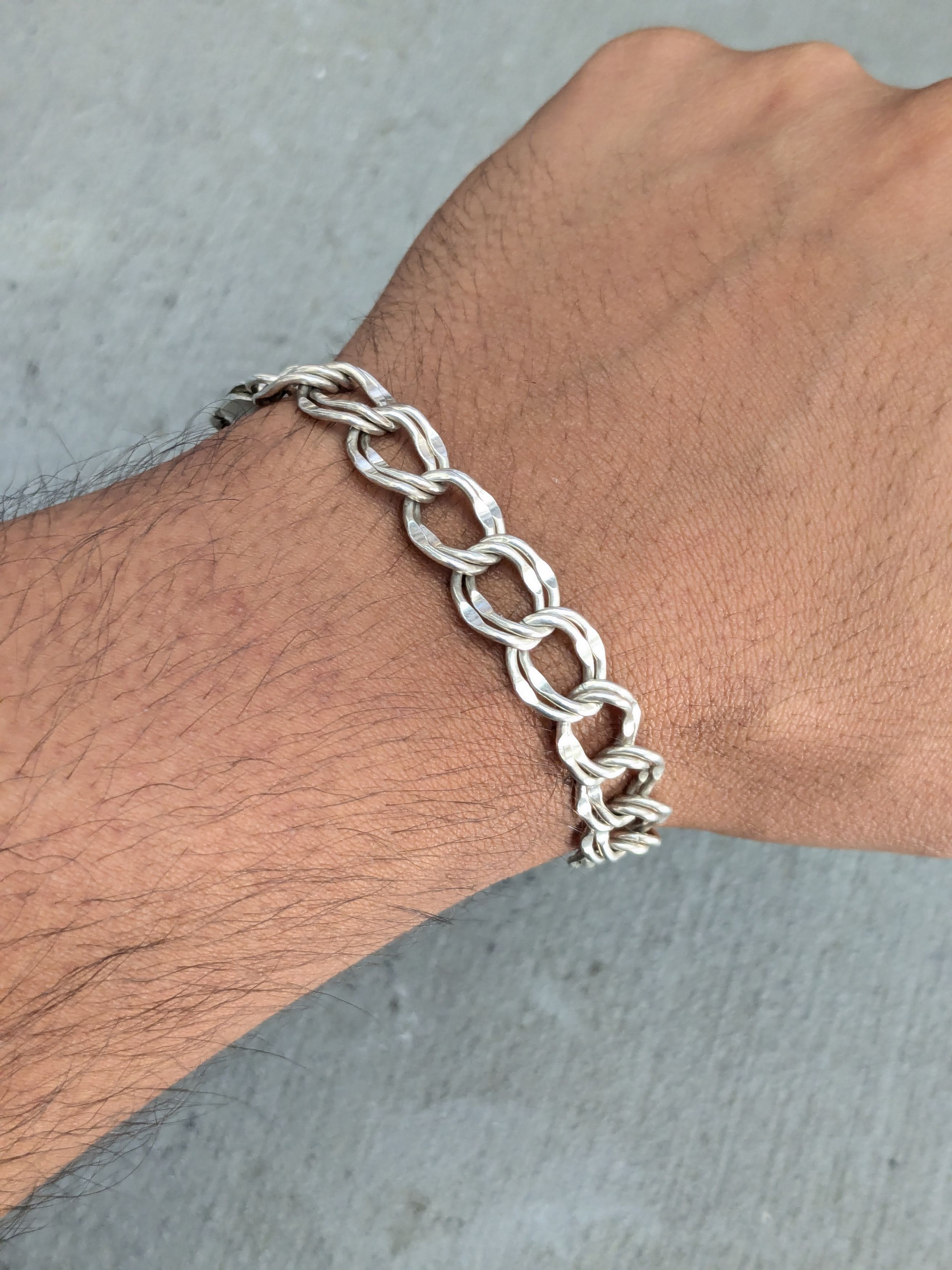 Jewelry Sterling Silver Bracelet Double Curb Charm 7.25" Size ONE SIZE - 9 Thumbnail