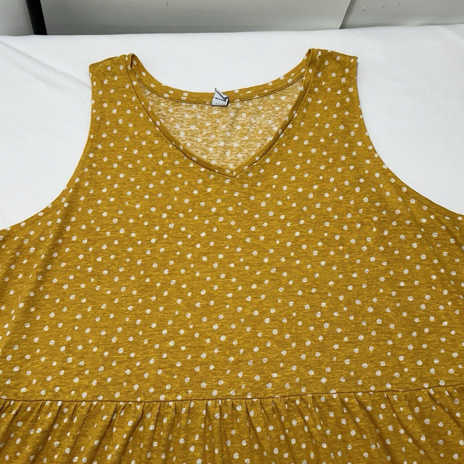 Old Navy Old Navy Women's 3X Yellow White Polka Dot Linen Tank Top Size 3XL / US 20-22 - 2 Thumbnail
