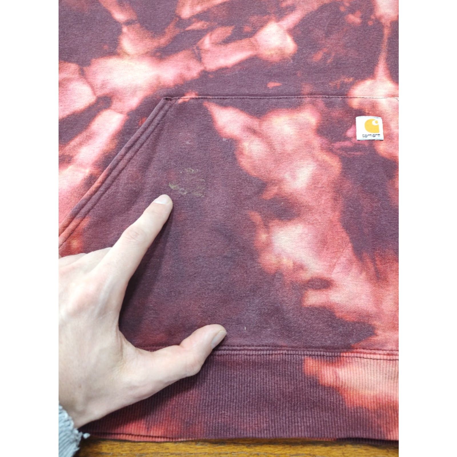 Carhartt VINTAGE Carhartt Womens S Pullover Hoodie Sweatshirt Acid Wash Tie Dye Dark Red Markings Hoodie Sweatshirt Tie-Dye Carhartt Logo Red Women’s XS? Size S / US 4 / IT 40 - 7 Thumbnail