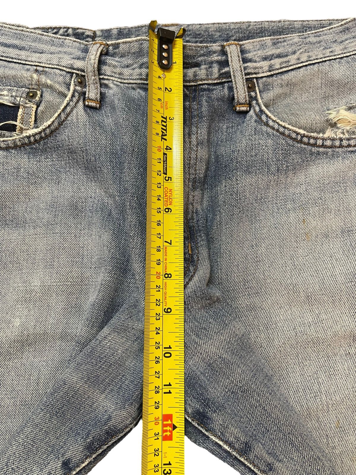 Edwin Vintage Edwin 405 Blue Wash Faded Distressed Baggy Jeans Size US 31 - 16 Thumbnail