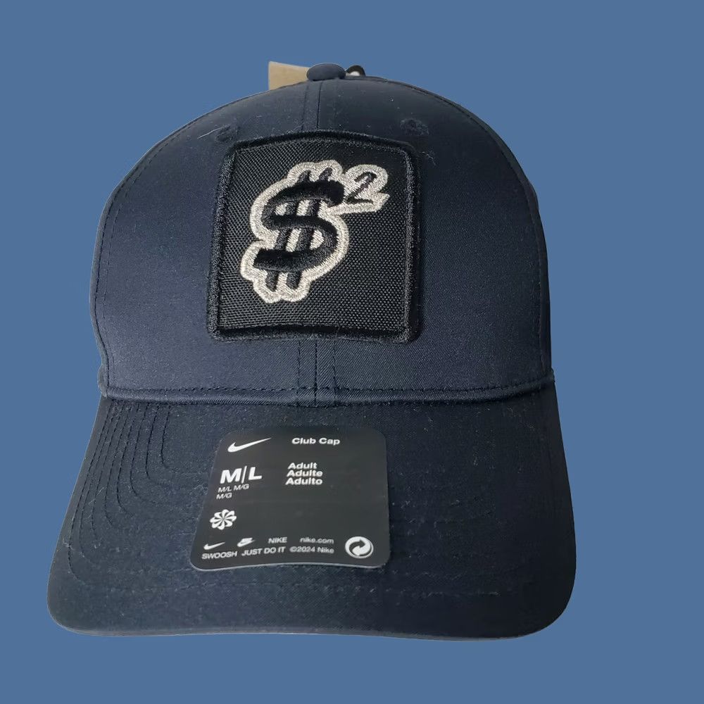 Nike Nike Club Cap Blue White Swoosh Hat Adult M/L Black Patch Strapback Size ONE SIZE - 1 Thumbnail