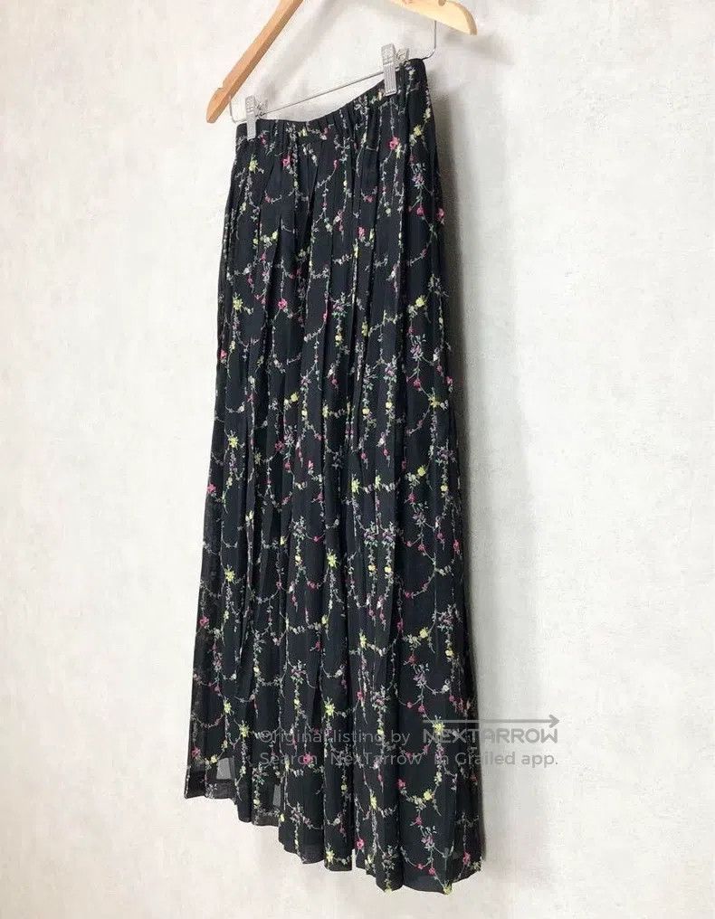 Junya Watanabe Junya Watanabe size S Floral Pleated Long Skirt Black Size 25" / US 0 / IT 36 - 5 Thumbnail