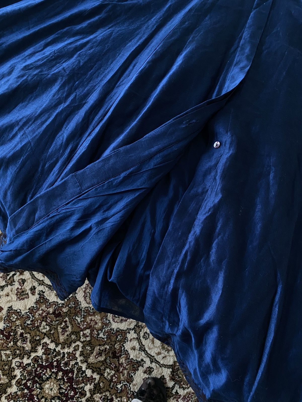 Other Fabindia XL Maxi Cotton Silk Button Front printedBlue Dress Size XL / US 12-14 / IT 48-50 - 7 Thumbnail