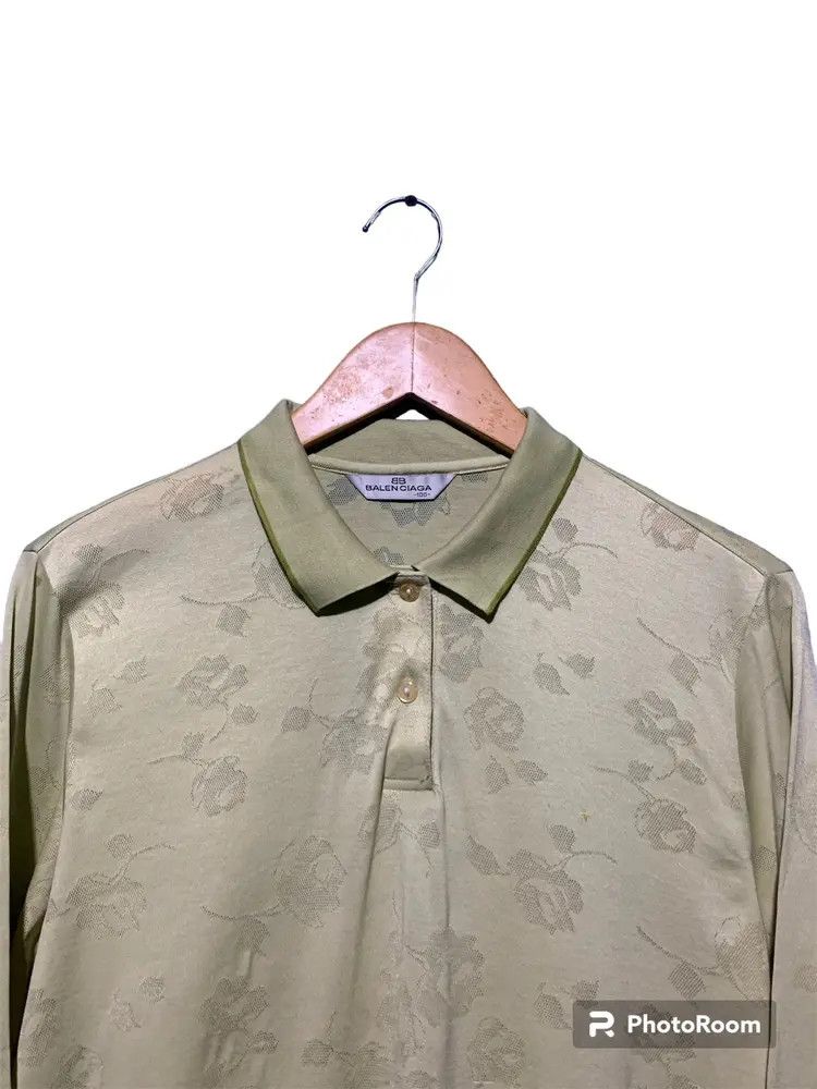 Balenciaga Rare❗Balenciaga Vintage mesh flora long sleeve polo shirt Size L / US 10 / IT 46 - 3 Thumbnail