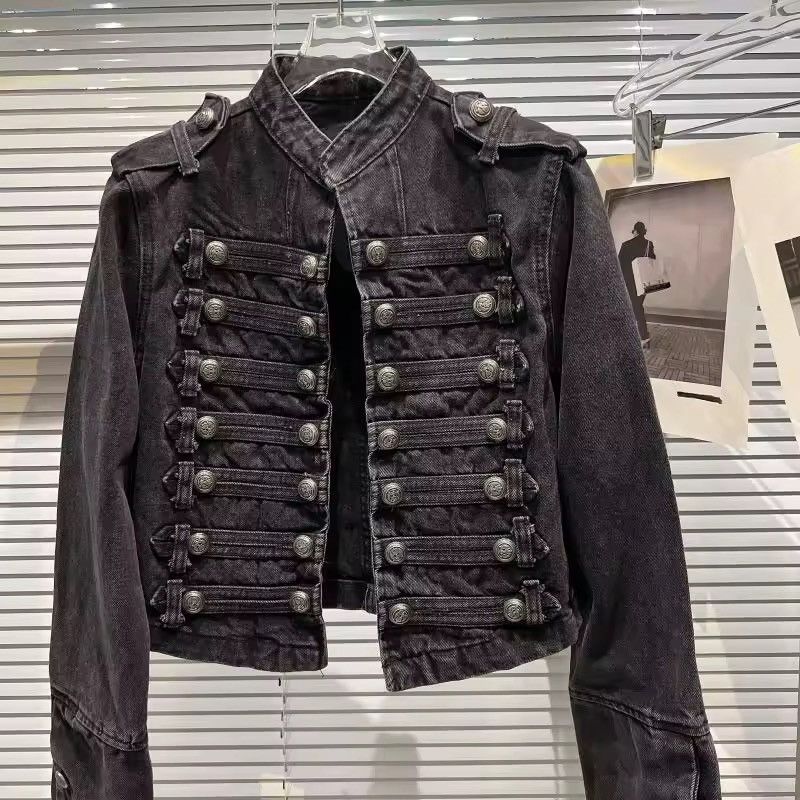 Japanese Brand Vintage Military-Inspired Denim Jacket – Bold, Structured Size US S / EU 44-46 / 1 - 4 Thumbnail
