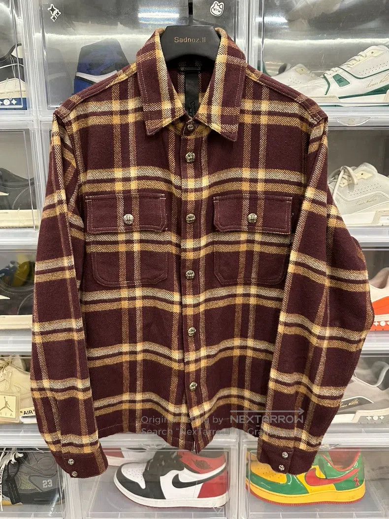 Chrome Hearts CHROME HEARTS Size L Wine red flannel Workdog shirt jacket Size US L / EU 52-54 / 3 - 1 Thumbnail