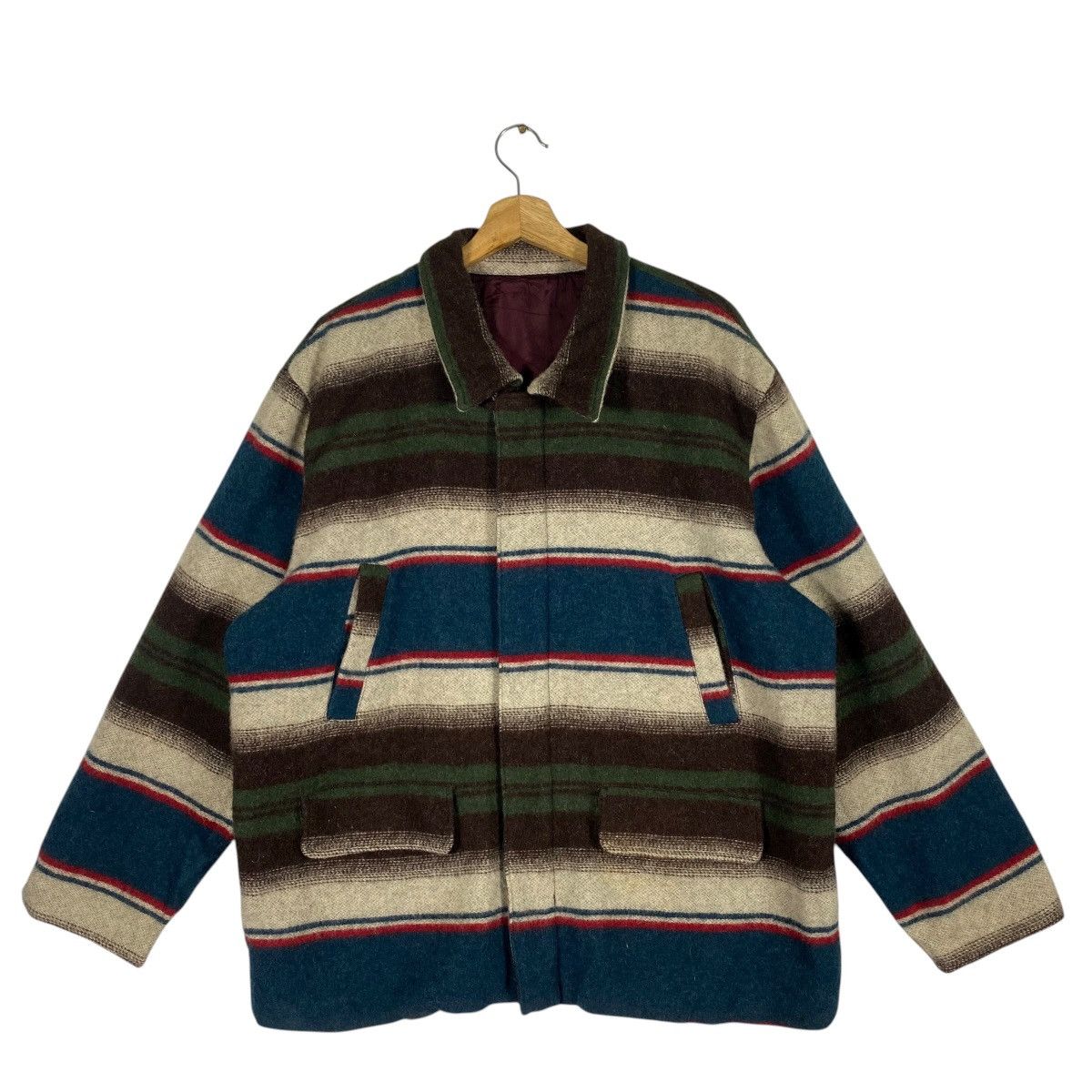 Other Vintage Blue Scuba San Francisco Striped Pattern Wool Size US L / EU 52-54 / 3 - 1 Thumbnail