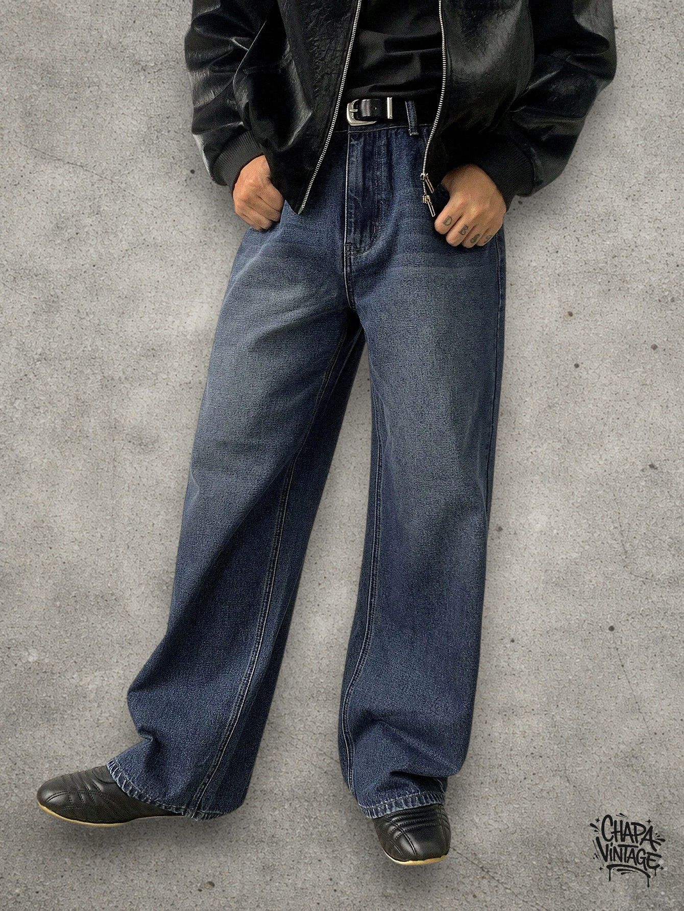 Japanese Brand Loose fit dark blue jeans Size US 32 / EU 48 - 1 Thumbnail