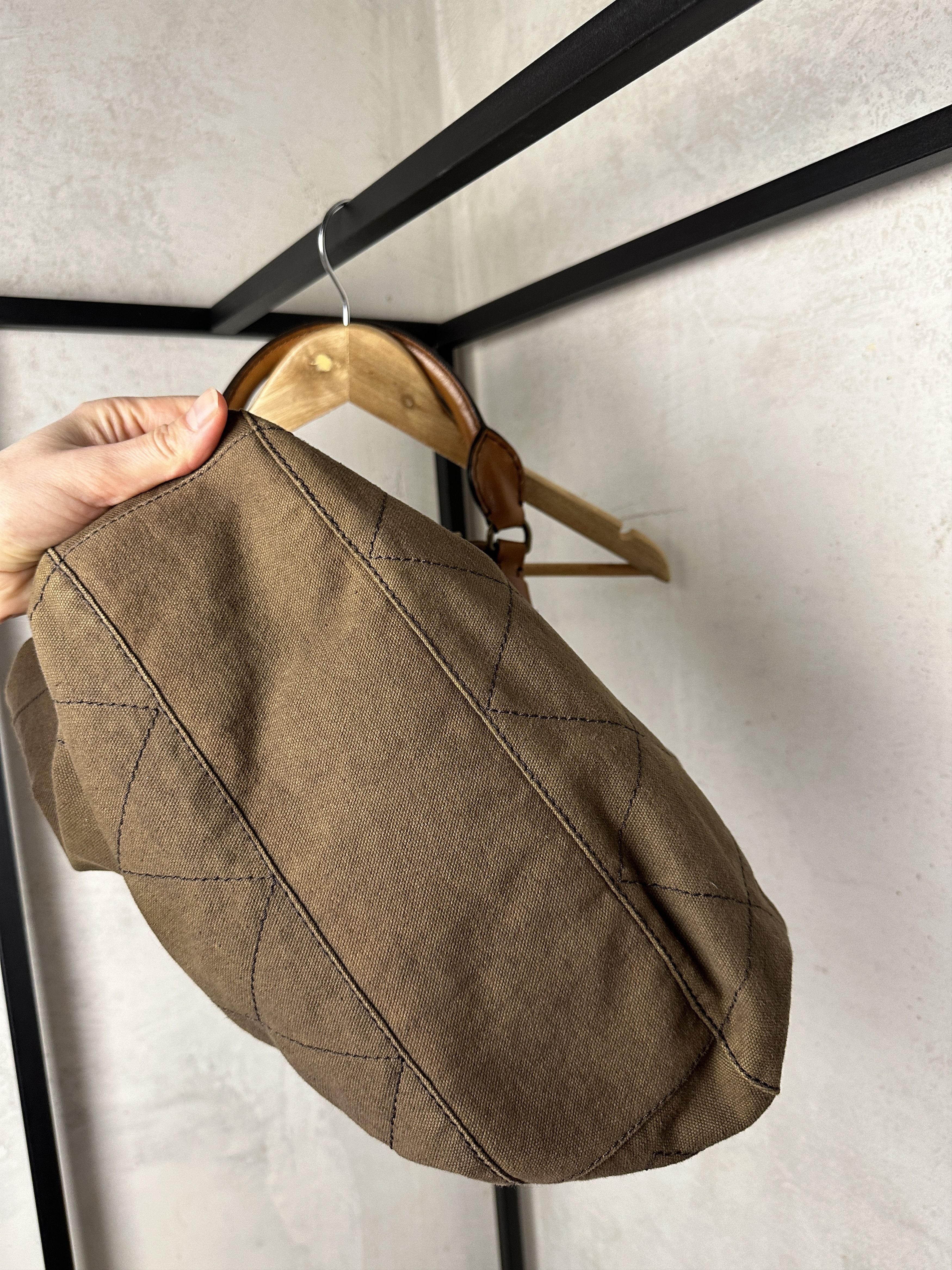 Burberry Burberry Brit Hobo Canvas Khaki Bag Size ONE SIZE - 4 Thumbnail