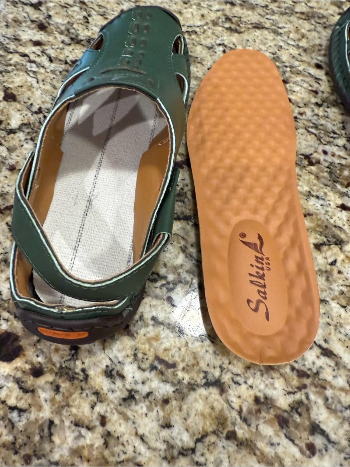 Other Salkin leather green slip on comfort shoe sling back SZ 39 Size US 7.5 / IT 37.5 - 7 Thumbnail