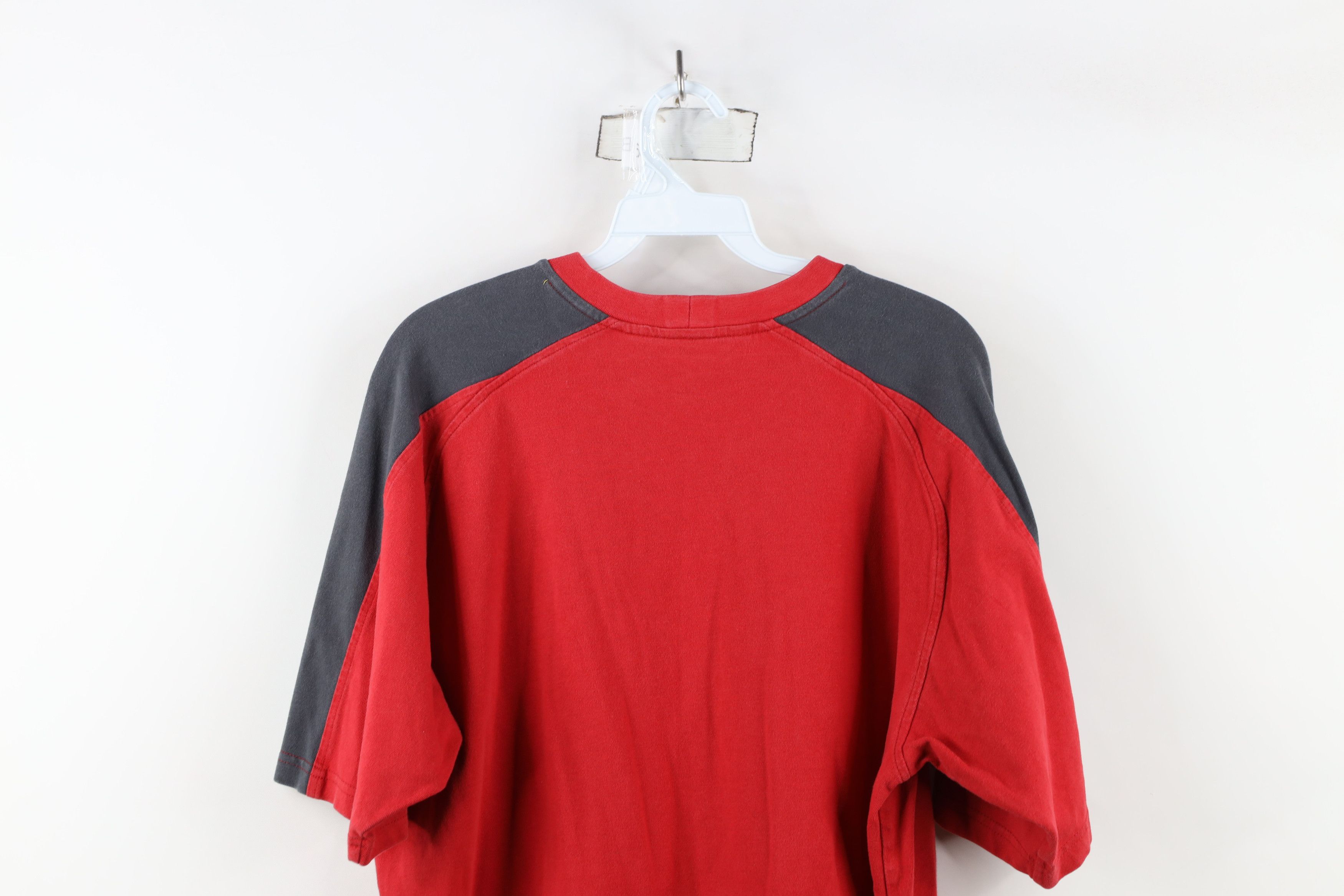 Nike × Vintage Vintage 90s Y2K Nike Travis Scott Center Swoosh T-Shirt Red Size US L / EU 52-54 / 3 - 12 Thumbnail