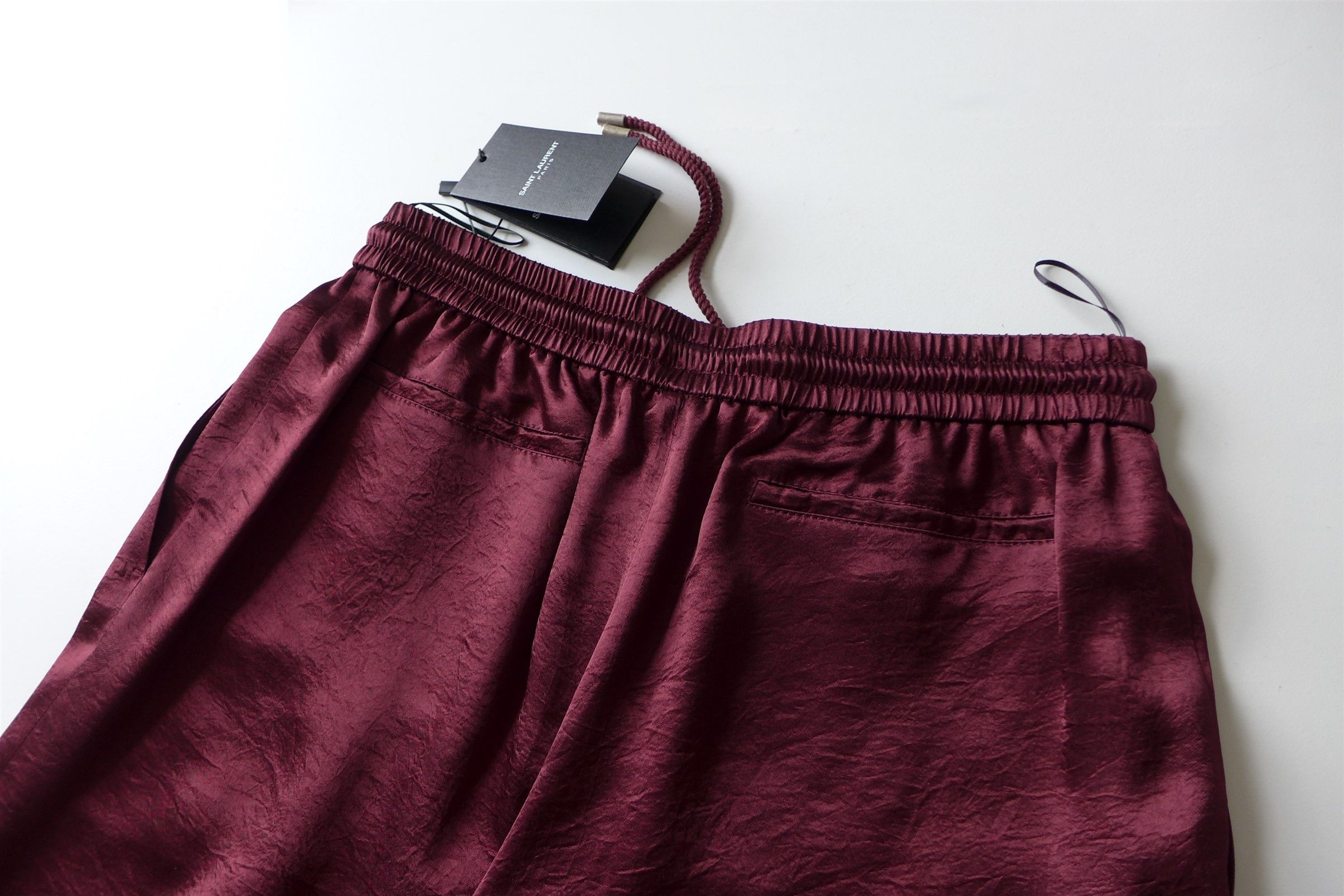 Saint Laurent Paris Saint Laurent Drawstring Track Pants - Burgundy Satin Size US 34 / EU 50 - 13 Thumbnail
