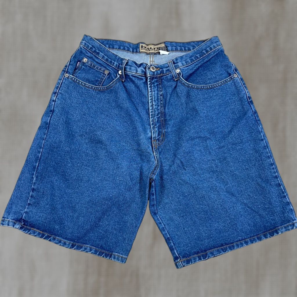 Vintage VINTAGE B.U.M. Equipment Shorts Men 34 Relaxed Fit Jorts Baggy 90s Y2K Skate Dad Blue Denim Cotton 5-Pocket Belt Loops Flat Front Zip Men's Shorts Size US 34 / EU 50 - 1 Thumbnail