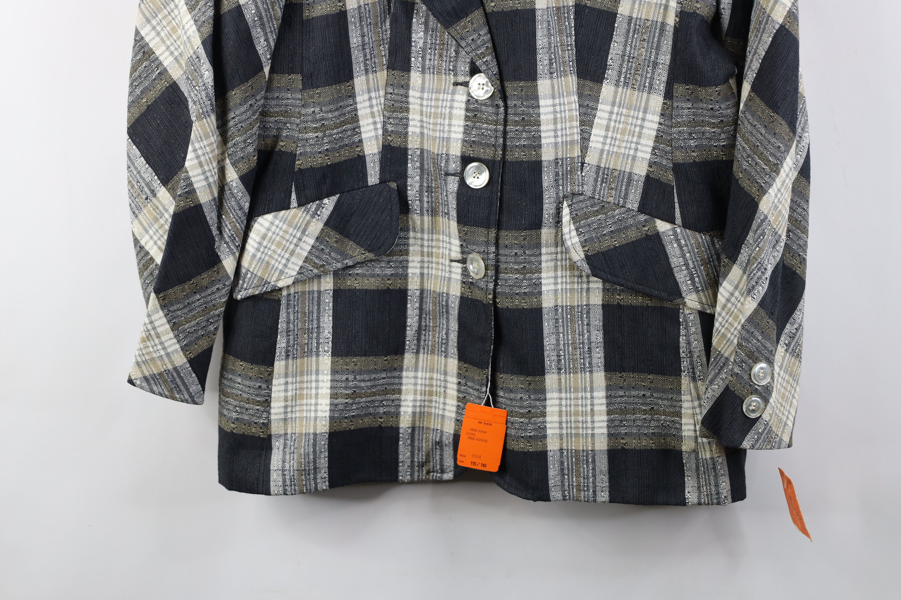 Vintage Deadstock Vintage 70s Streetwear Suit Coat Jacket Plaid Size XXL / US 16-18 / IT 52-54 - 3 Thumbnail