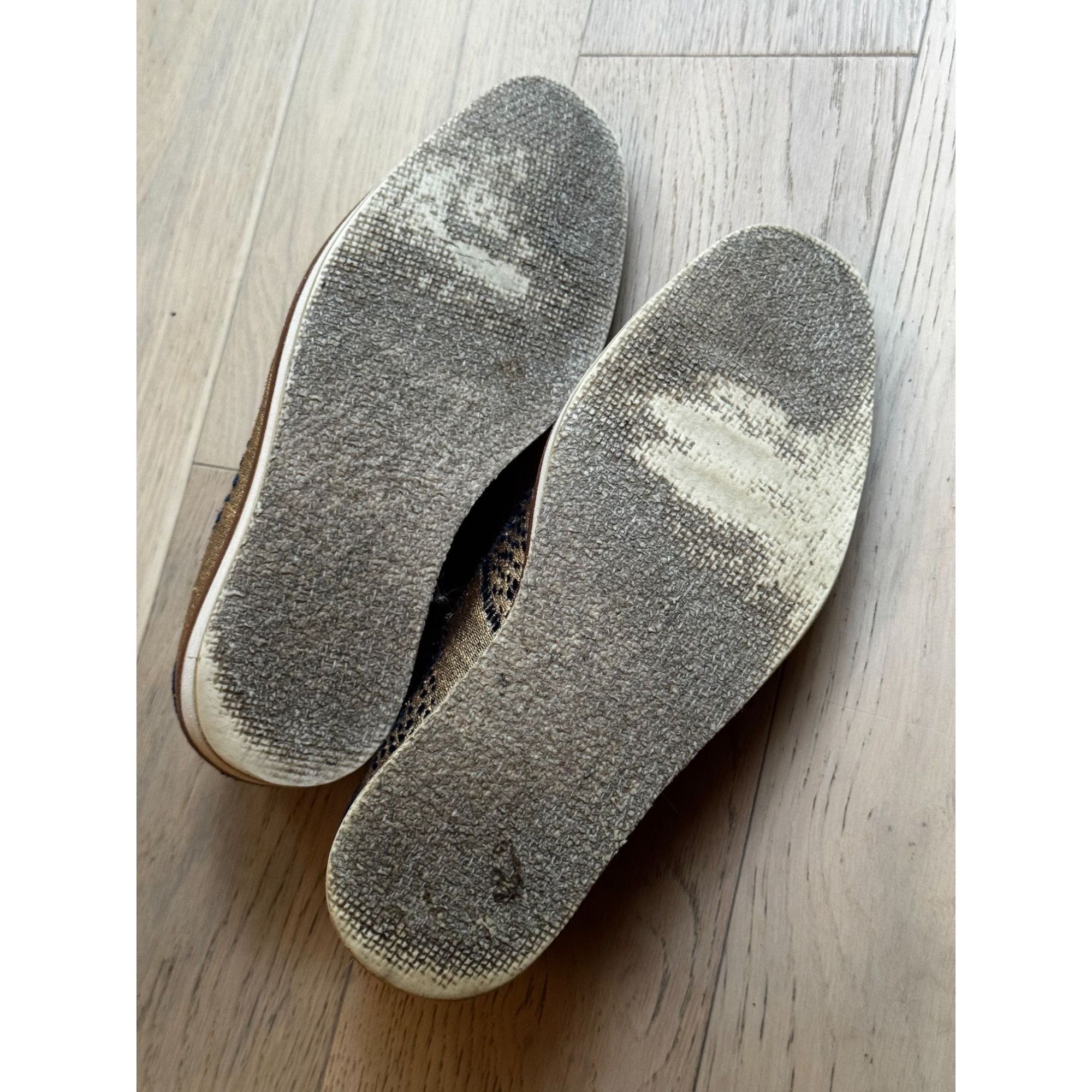 Free People Free People Gold Navy Textile Loafers Sz 7 37 Slip-On Leathe Size US 7 / IT 37 - 3 Thumbnail