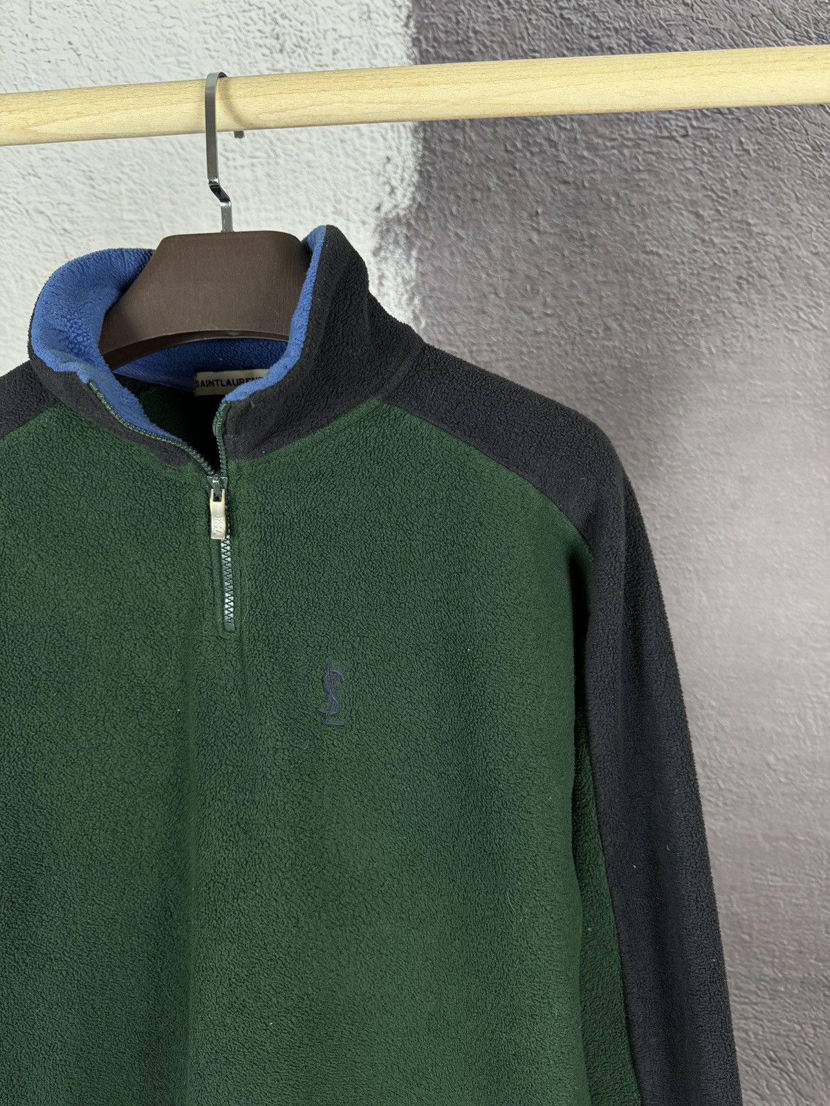 Vintage Saint Laurent Jeans vintage 1/4 zip pullover fleece sweater Size US XL / EU 56 / 4 - 4 Thumbnail