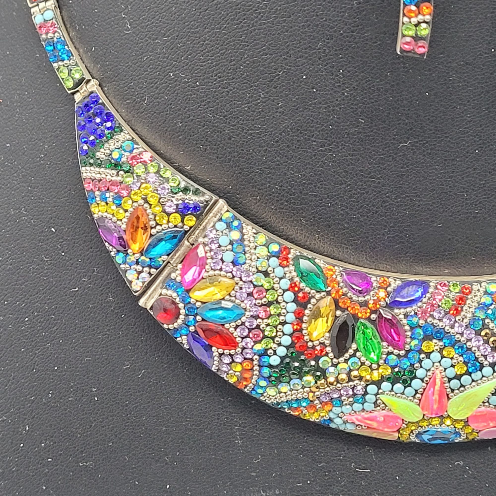 Handmade Artisan 925 Sterling Silver Multicolor Micro Mosaic Choker N Size ONE SIZE - 22 Thumbnail