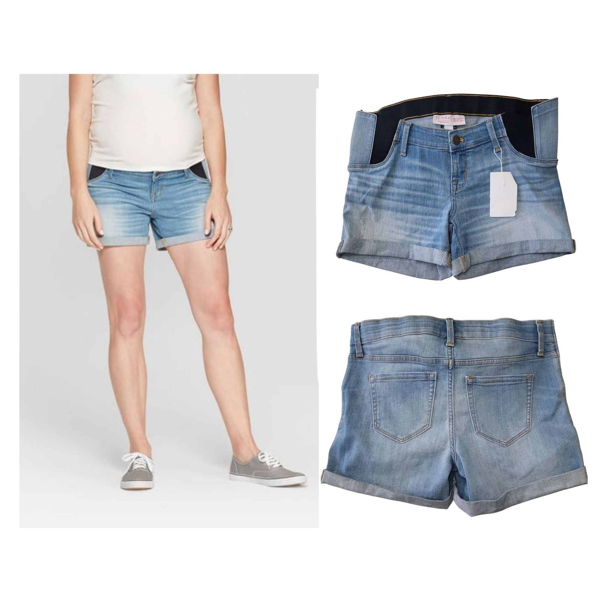 Other Isabel Maternity Denim Midi Shorts Size 4 With Stretch Panel Size 27" / US 4 / IT 40 - 1 Thumbnail