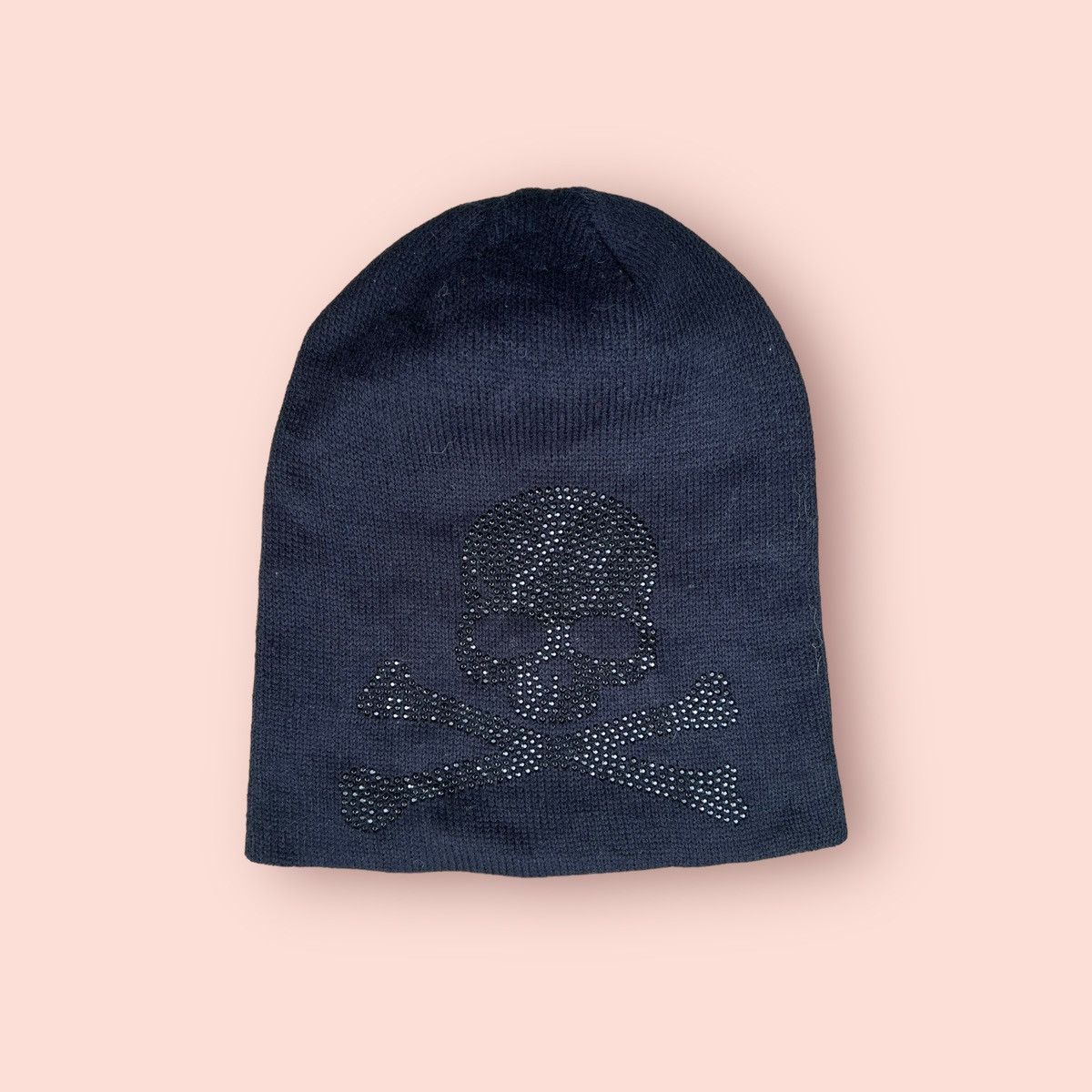 Hysteric Glamour × Japanese Brand VINTAGE BLACK SWAROVSKI SKULL BEANIE Size ONE SIZE - 3 Thumbnail