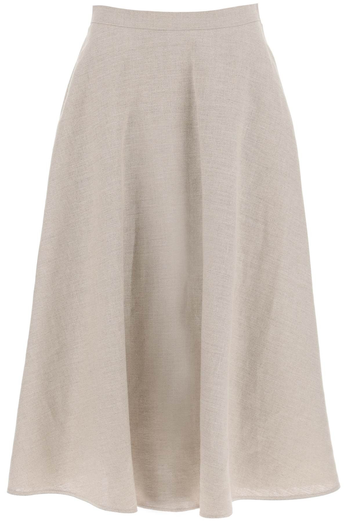 image of Valentino Garavani Linen Canvas Skirt For Women in Beige Gravel (Size 27)