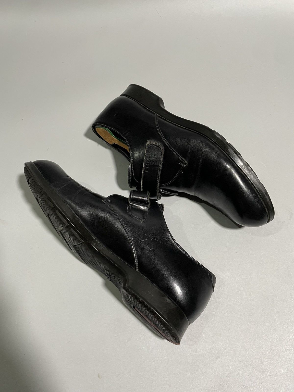 Prada Prada Black Leather Velcro Strap Derby Shoes Size US 6.5 / EU 39-40 - 6 Thumbnail